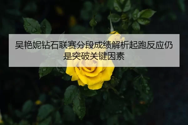 吴艳妮钻石联赛分段成绩解析起跑反应仍是突破关键因素